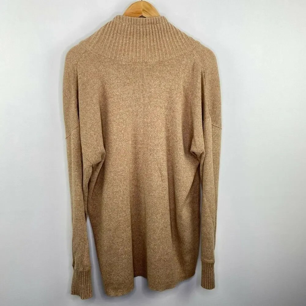 Eddie Bauer Men's XXL Tan Knit Pullover Sweater Mock Neck Cotton Nylon Winter - Picture 2 of 8